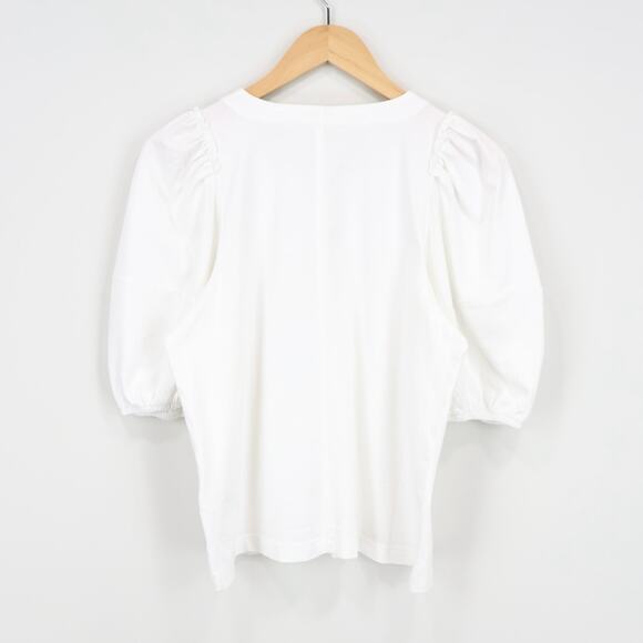 NWT Madewell Puff Sleeve Ruffle Trim Cotton Jersey Tee In White Size Medium - Picture 4 of 11